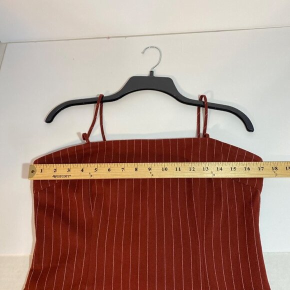 Forever 21 Maroon Pinstripe Fitted Mini Dress with Adjustable Straps Size Large - Picture 4 of 8